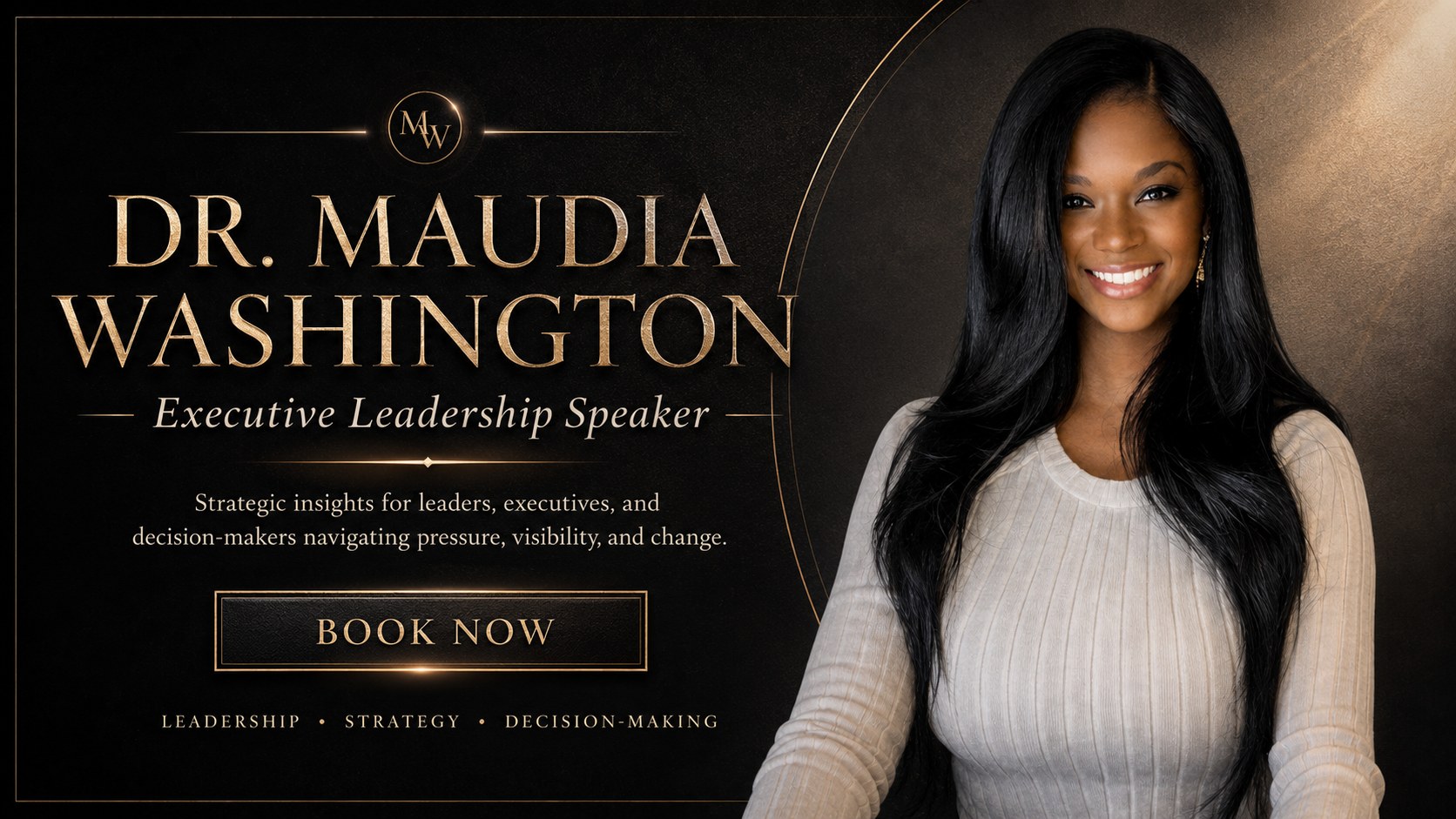 Dr. Maudia Washington executive leadership speaker brand graphic